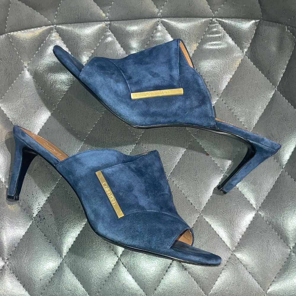 Calvin Klein Navy Suede Mules
